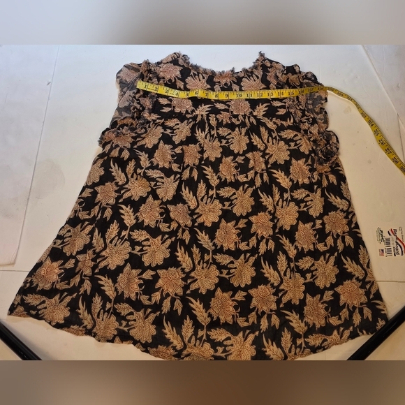 Light Cotton MKT Blue,cream & Rust V Neck Top Size 12, Short Sleeve - Picture 7 of 14